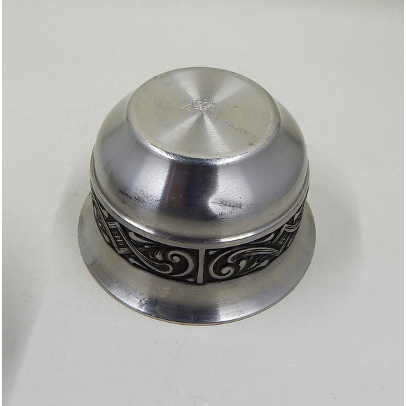 Selandia Norway Pewter Creamer Open Sugar Dish Under Tray Scrollwork Detail - Picture 11 of 14